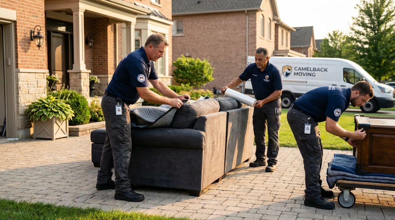 Large estate moving crew wrapping furniture in Meraux, LA