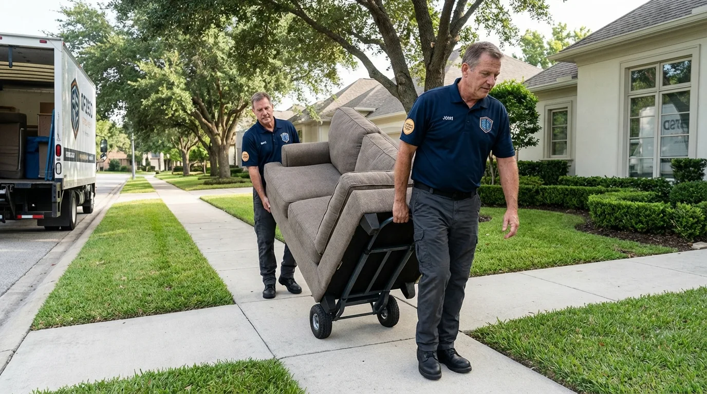 Local residential moving crew loading furniture in Meraux, LA
